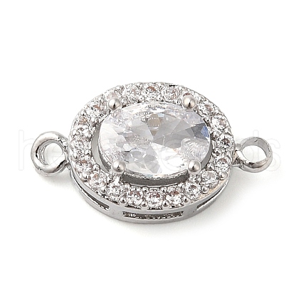 Brass Pave Clear Cubic Zirconia Connector Charms KK-G503-31P-1