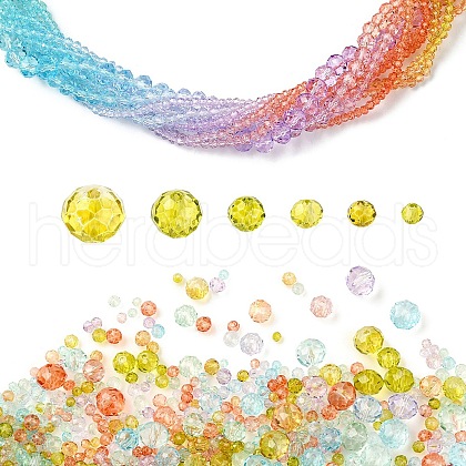 6 Styles Gradient Color Transparent Painted Glass Beads Strands DGLA-YW0001-28L-1