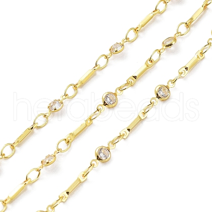 Real 18K Gold Plated Brass Flat Round & Bar Link Chains CHC-C001-08G-1