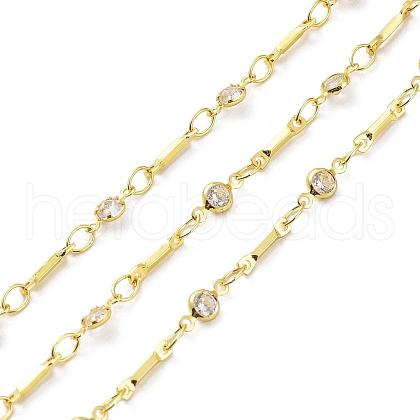 Real 18K Gold Plated Brass Flat Round & Bar Link Chains CHC-C001-08G-1