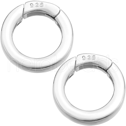 SUNNYCLUE 2Pcs 925 Sterling Silver Spring Gate Rings STER-SC0001-36B-1