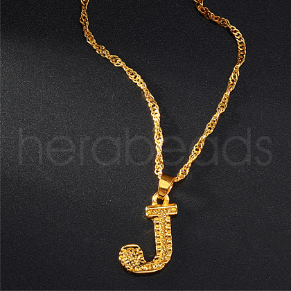 Brass Initial Pendant Necklaces FS-WG68BA5-10-1