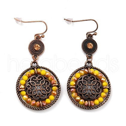 Bohemia Vintage Flat Round Dangle Earrings EJEW-I261-03R-1