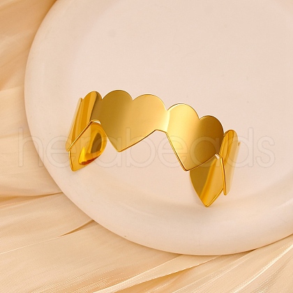 Romantic 304 Stainless Steel Cuff Bangles for Women BJEW-Q045-01G-1