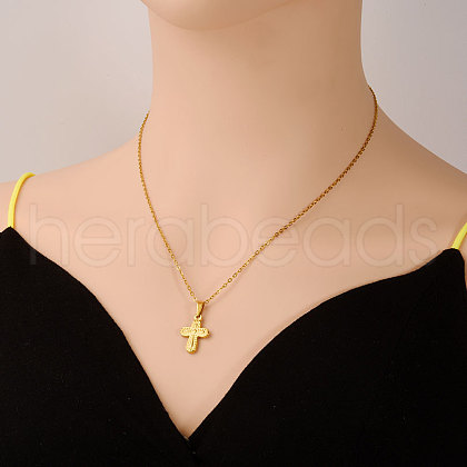 Stainless Steel Religion Cross Pendant Necklaces for Women GI0584-2-1