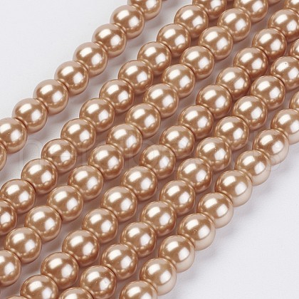 Eco-Friendly Dyed Glass Pearl Beads Strands HY-A008-6mm-RB045-1