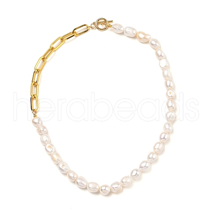 Mother's Day Jewellery Natural Baroque Pearl Keshi Pearl Beaded Necklaces NJEW-JN02905-1