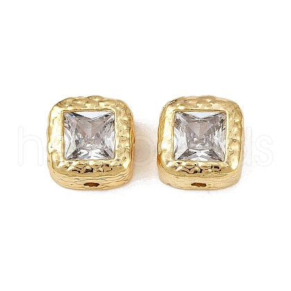 Brass Clear Cubic Zirconia Spacer Beads KK-D375-36G-01-1