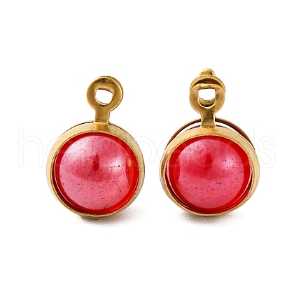 304 Stainless Steel Wrapped Dyed Natural Quartz Round Charms STAS-H235-01G-04-1