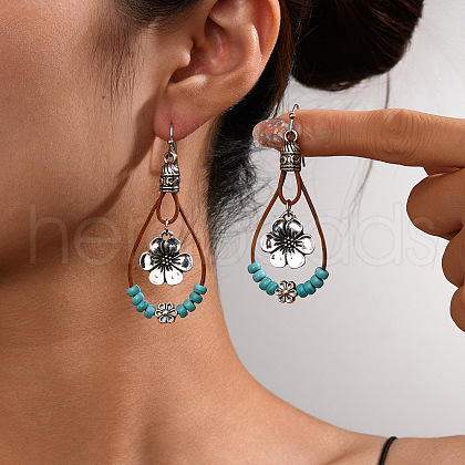 Alloy Synthetic Turquoise Dangle Earrings FS-WG12E90-14-1