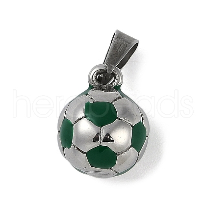 Trendy Necklace Findings 304 Stainless Steel FootBall/Soccer Ball Pendants STAS-L012-B01P-02-1