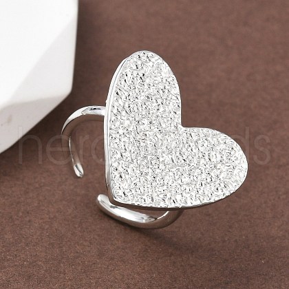 Heart Brass Cuff Rings for Women RJEW-A069-09P-1