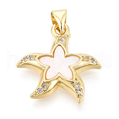 Brass Micro Pave Clear Cubic Zirconia Pendants KK-N268-30G-1
