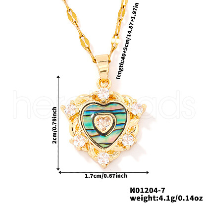 Brass Clear Cubic Zirconia Heart-shaped Pendant Necklaces PR0180-4-1