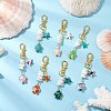 7Pcs Starfish & Sea Turtle Synthetic Turquoise & Natural White Mother of Pearl Shell Chip Pendant Decorations HJEW-JM03168-1