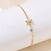 Brass Micro Pave Cubic Zirconia Birthday Flower Link Bracelets BJEW-U031-01G-03-2