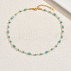 Simple Synthetic Turquoise & Natural Shell Round Rondelle Beaded Necklaces for Women BW4338-3