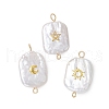 3Pcs 3 Styles Natural Baroque Pearl Keshi Pearl Connector Charms PALLOY-JF02913-01-1