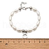 304 Stainless Steel Flat Round with Paw Print Charm Bracelets for Women BJEW-C098-11P-5