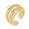 Rack Plating Real 18K Gold Plated Brass Multi Lines Open Cuff Rings RJEW-B048-08G-5