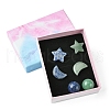 Natural Gemstone Healing Moon & Star & Round Ornaments AJEW-FS0001-12A-1