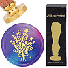 Brass Wax Seal Stamps with Wood Handle AJEW-WH0412-0124-1
