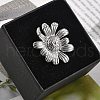 Flower 304 Stainless Steel Open Cuff Ring for Women RJEW-M049-04P-4