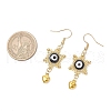 Evil Eye with Heart Alloy Glass Seed Beads Dangle Earrings EJEW-MZ00422-3