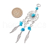 6Pcs 6 Styles Natural & Synthetic Mixed Gemstone & Alloy Woven Web/Net with Feather Big Pendants PALLOY-JF03443-2