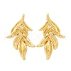 Leaf Brass Stud Earrings EJEW-R025-20G-4