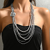 Elegant Fabric Flower Plastic Pearl Beaded Multi-Layered Necklaces for Women's Party NZ8051-2