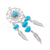 Synthetic Turquoise Dream Catcher Pendants PALLOY-MZ00709-04-3