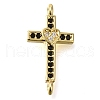 Brass Pave Black & Clear Cubic Zirconia Connector Charms KK-M101-02F-G01-1