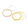 2Pcs 2 Colors Peach Blossom Braided Cord Bracelet BJEW-JB07610-01-1