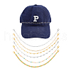 6Pcs Brass & 304 Stainless Steel Link Baseball Cap Chain AJEW-HS00002-1