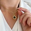 304 Stainless Steel Crystal Rhinestone Pave Natural Tiger Eye Pendant Necklaces FS-WG29919-02-2