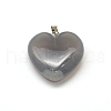 Heart Natural Grey Agate Pendants G-Q355-20-3