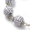 Sport Ball Theme Acrylic Round Beaded Bracelet BJEW-JB08660-01-4