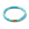 Round Stone & Polymer Clay Heishi Beads Stretch Bracelets Sets BJEW-JB07436-2