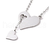 302 Stainless Steel Heart Puzzle Pendant Lariat Necklaces NJEW-I118-01P-1