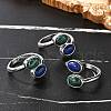 Natural Malachite & Lapis Lazuli Finger Rings RJEW-A068-02P-01-1