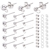 SOFPLATE 150Pcs 3 Size 202 Stainless Steel Ball Stud Earring Findings STAS-SP0001-53-1