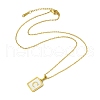 Ion Plating(IP) Rectangle with Initial Letter 304 Stainless Steel Pendant Necklace NJEW-R265-04G-C-3