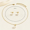 Plastic Imitation Pearls Round Pendant Necklaces & Stud Earring Sets CC4191-4