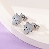 Tarnish Resistant 304 Stainless Steel Kitten Stud Earrings EJEW-F227-08P-1