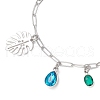 Sun & Leaf 304 Stainless Steel Charm Bracelets for Women BJEW-JB11959-02-3