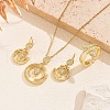 Ring & Teardrop 304 Stainless Steel Micro Pave Clear Cubic Zirconia Pendant Necklace & Stud Dangle Earring & Cuff Rings Sets FS-WGB386F-01-1