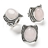 Natural Rose Quartz Adjustable Rings X-RJEW-I108-02AS-03-4