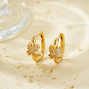 Elegant Brass Clear Cubic Zirconia X-shaped Hoop Earrings KK9817-4