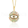 Brass Micro Pave Colorful Cubic Zirconia Evil Eye Pendant Necklaces for Women FS-WG14FE5-01-4